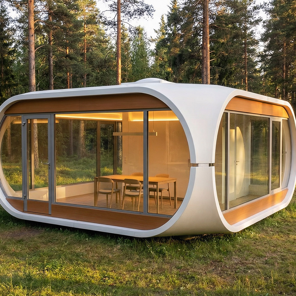 Oregelbundet formad löstagbar äppelkapsel i ett lager